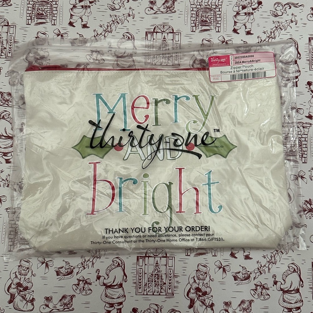 Thirty-one Zipper Pouch Christmas Merry & Bright